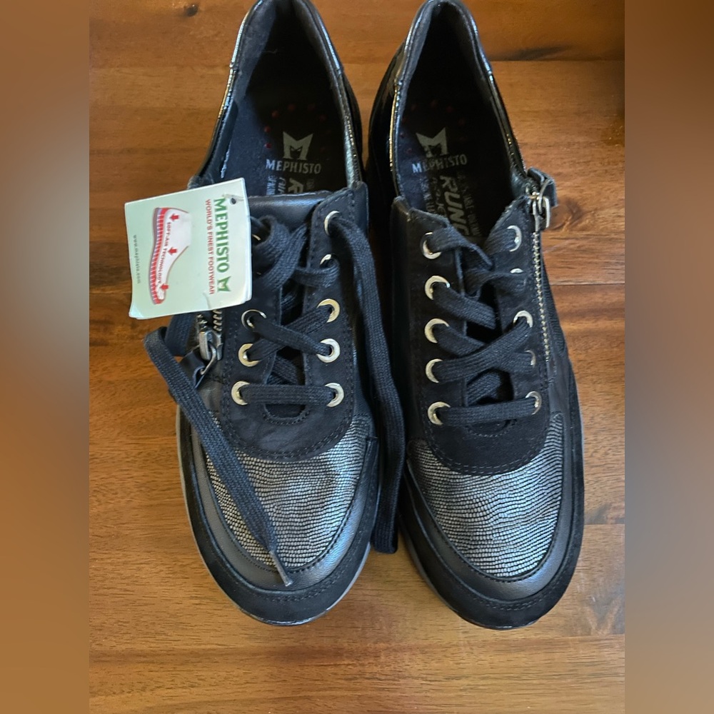 NEW Mephisto Ylona Black Artesia lace up sneakers Sz 7